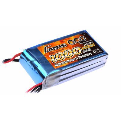 Аккумулятор Gens Ace Li-Po battery 11.1V 1000 mAh 3S1P 25C Soft Case (ACE-1000-3S-25S) 